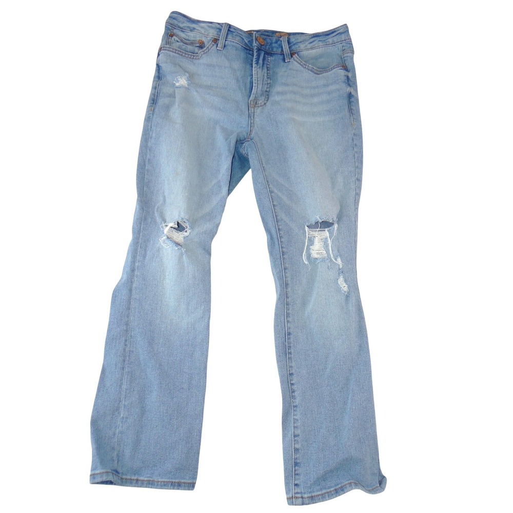Seven7 Womens Light Wash Distressed Bootcut Jeans Ripped‎ Knee Size 4